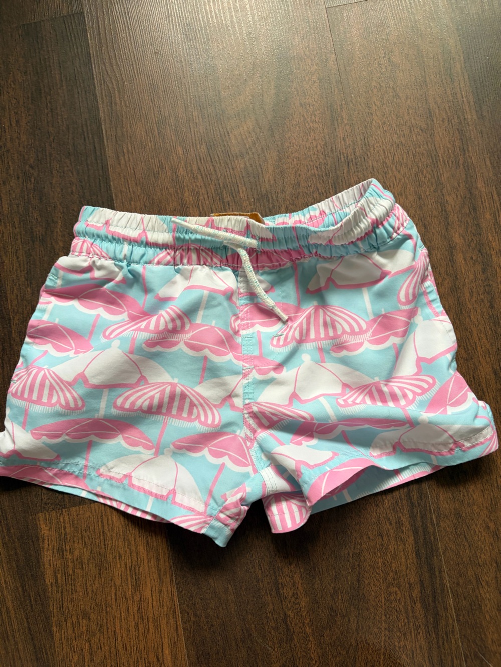 The Beaufort Bonnet Company Kids Swim Trunks in Pink and Light Blue